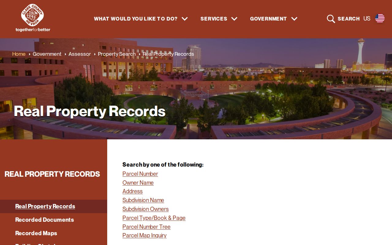 Las Vegas residents directory Assessor property search fields