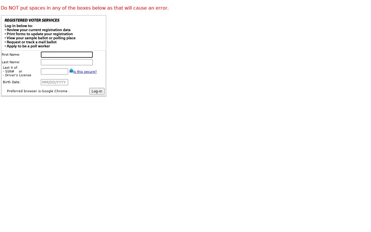 Las Vegas residents directory voter lookup fields